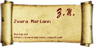 Zvara Mariann névjegykártya