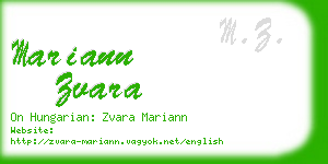 mariann zvara business card